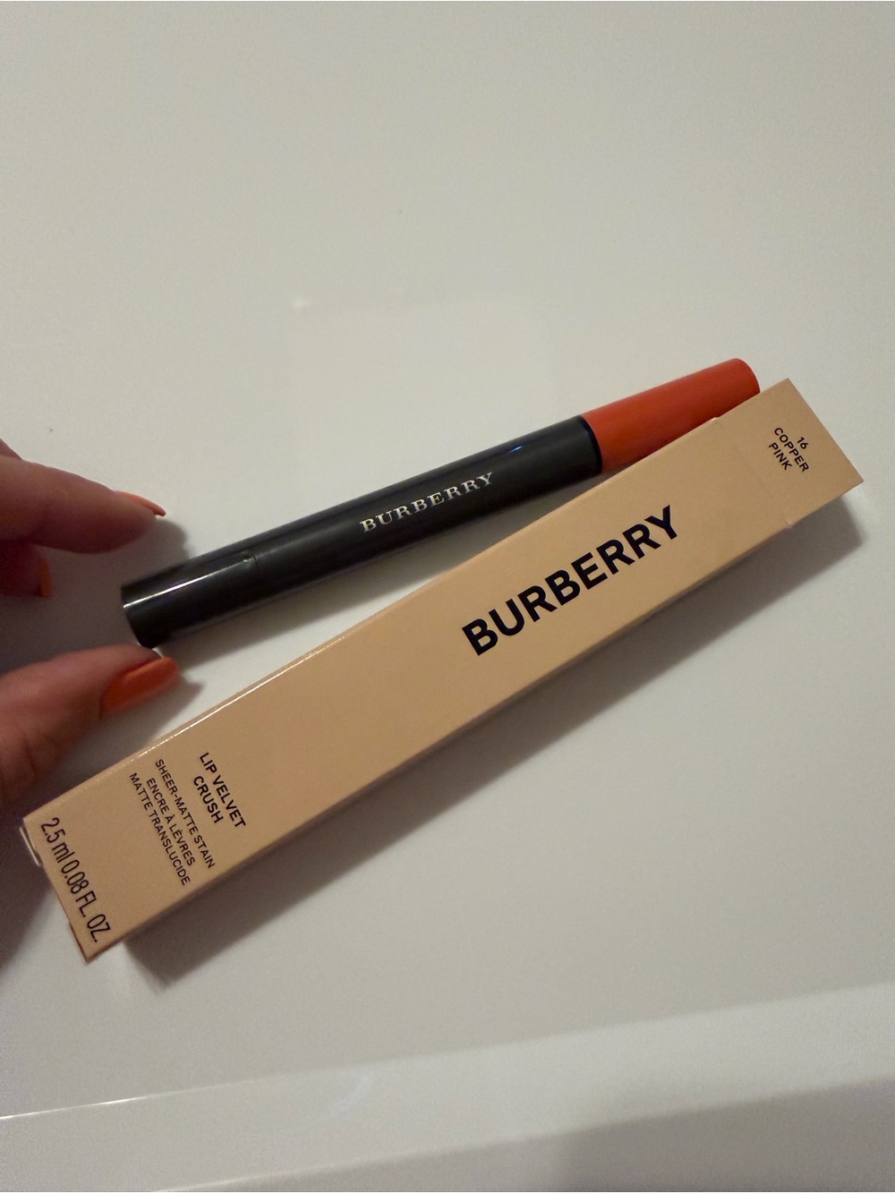Burberry Lip Velvet Crush Matte Lio Stain — No 16 Copper Pink NEW